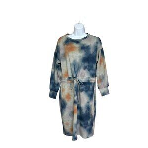 AS U Wish Multicolor Tie Dye Drawstring Waist Sweatshirt Dress Size L